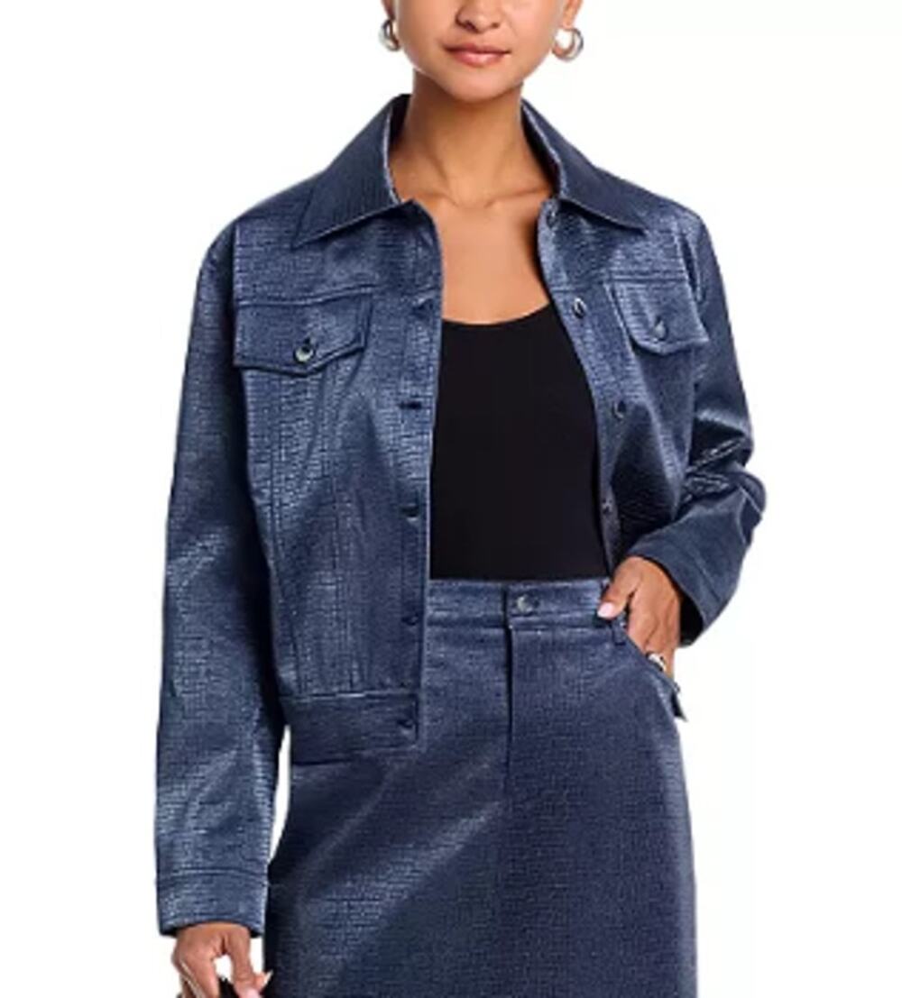WAYF WOMENS SIZE MEDIUM CAMILLE STATEMENT JACKET NAVY SNAKE SWIFTIE NEW